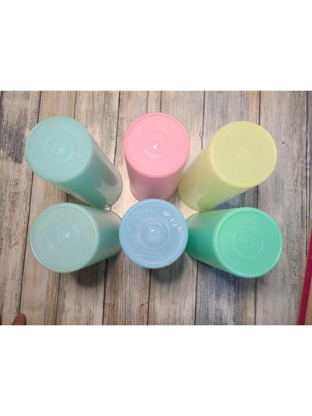 Six Vintage Tupperware Plastic Cups 16 Oz Pastel Colors Number 107